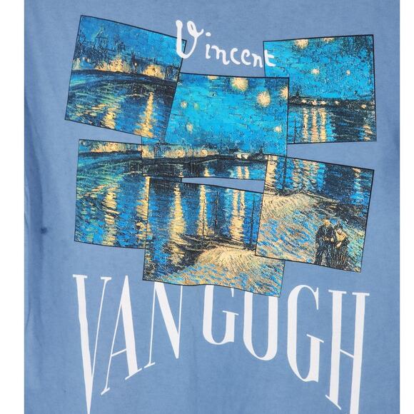 Pierce Archive Vincent Van Gogh Graphic Tee Blue Unisex Size Small - Picture 6 of 7